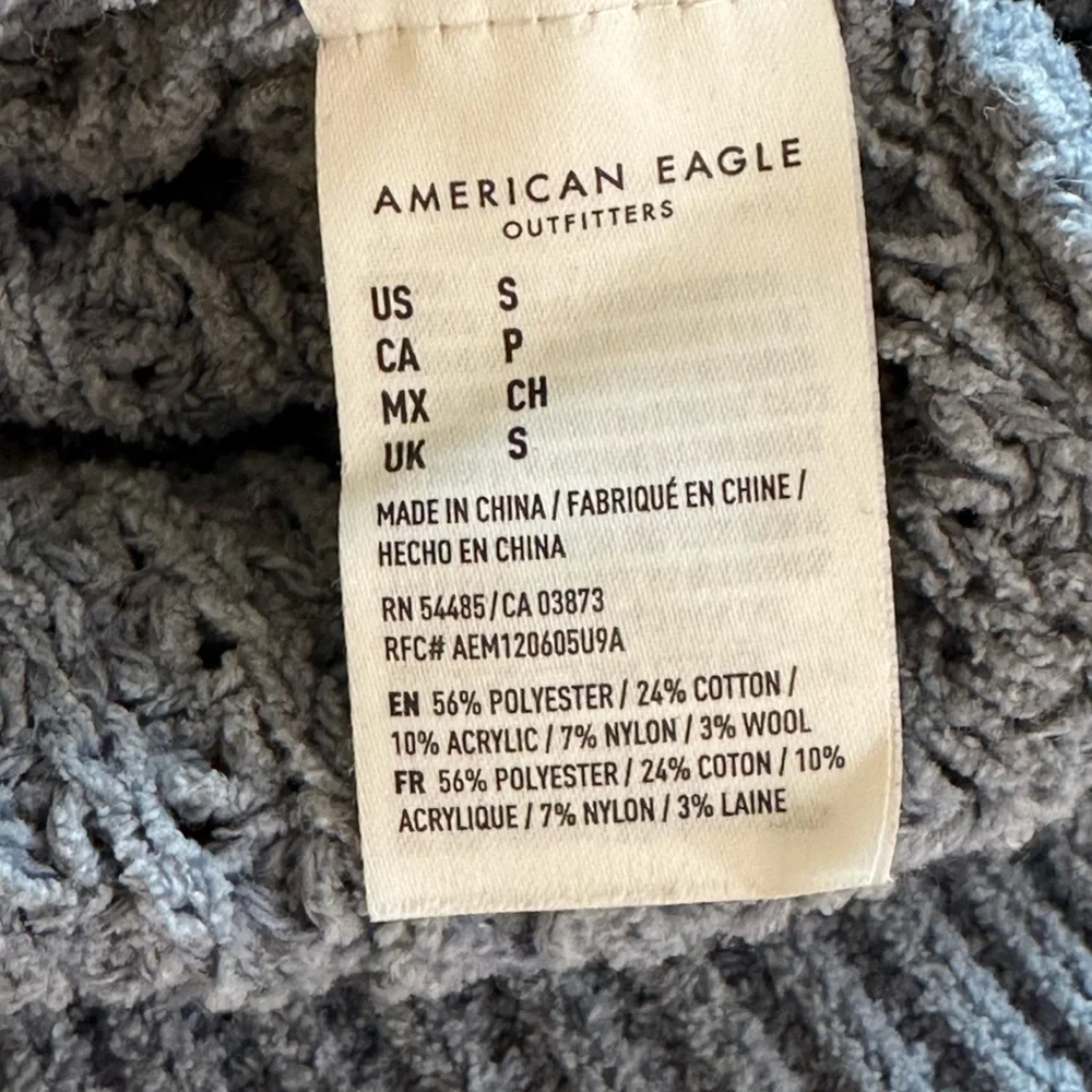 Sz S American Eagle blue mock knit neck sweater wool blend chenille feel soft - Picture 7 of 7